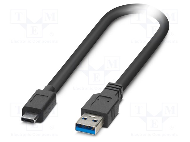 Cable; USB 3.2; USB A plug,USB C plug; 1m; black; Core: Cu; 5Gbps