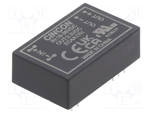 Converter: DC/DC; 5/6W; Uin: 18÷36V; Uout: 3.3VDC; Iout: 1A; DIP24