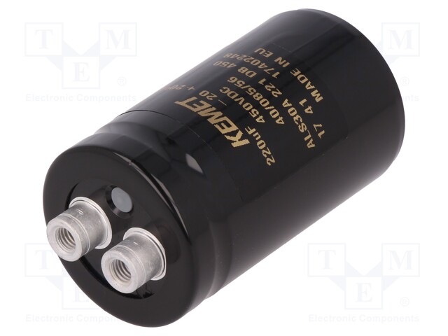 Capacitor: electrolytic; 220uF; 450VDC; Leads: screw; ESR: 502mΩ