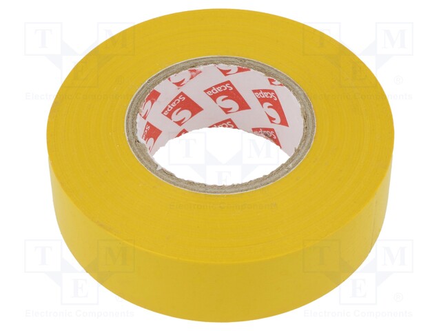 Tape: electrical insulating; W: 19mm; L: 25m; Thk: 0.13mm; yellow