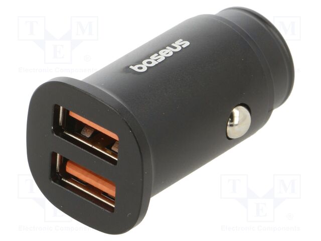 USB power supply; USB A socket x2; Sup.volt: 12÷24VDC; 30W; black