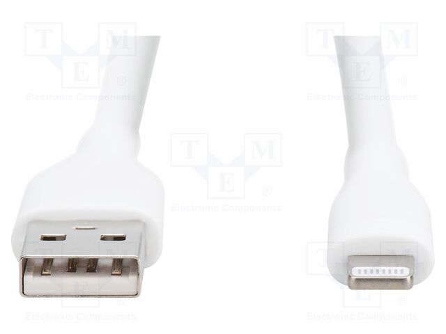 Cable; USB 2.0; Apple Lightning plug,USB A plug; nickel plated
