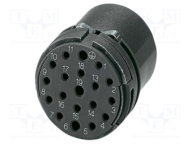 Connector: M23; contact insert; PIN: 19; crimped; M23 PRO; 8A,10A