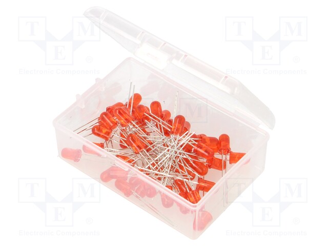 Kit: LED; 5mm; THT; 50pcs; red; 3÷15V; Kit: LED diode red x50; 8mA