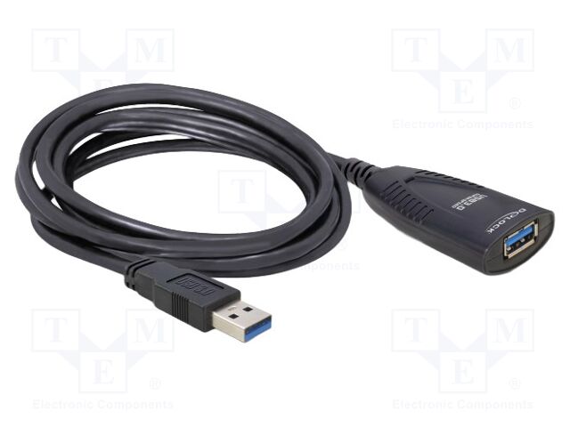 Cable; DC socket,USB A socket,USB A plug; 5m; black; 22AWG,28AWG