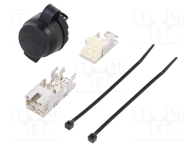 RJ45 socket; 22mm; FrontCom; -40÷70°C; Ø22mm; IP65; Colour: black