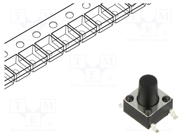 Microswitch TACT; SPST; Pos: 2; 0.05A/12VDC; SMT; 1.57N; 6x6x3.5mm