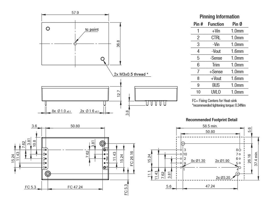Converter: DC/DC; 40W; Uin: 14÷160V; Uout: 24VDC; Iout: 1.67A; OUT: 1