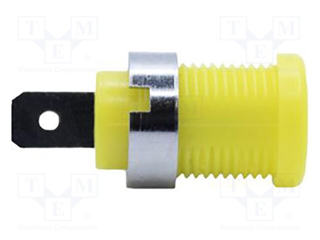 Socket; 4mm banana; 35A; 1kV; yellow; nickel plated