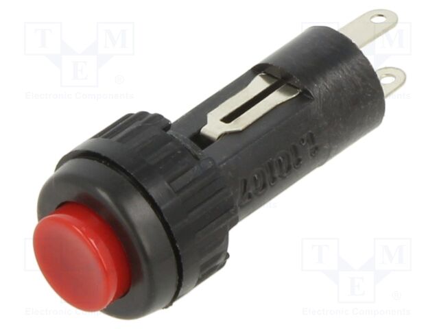 Switch: push-button; Pos: 2; SPST; 0.1A/24VAC; 0.1A/24VDC; OFF-(ON)