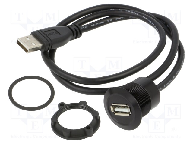 Adapter cable; for panel mounting,rear side nut; USB 2.0
