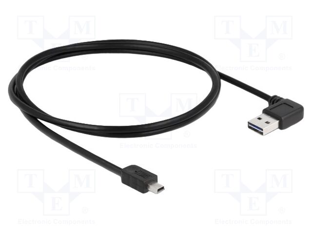 Cable; USB 2.0; gold-plated; 1m; black; 24AWG,28AWG; 480Mbps
