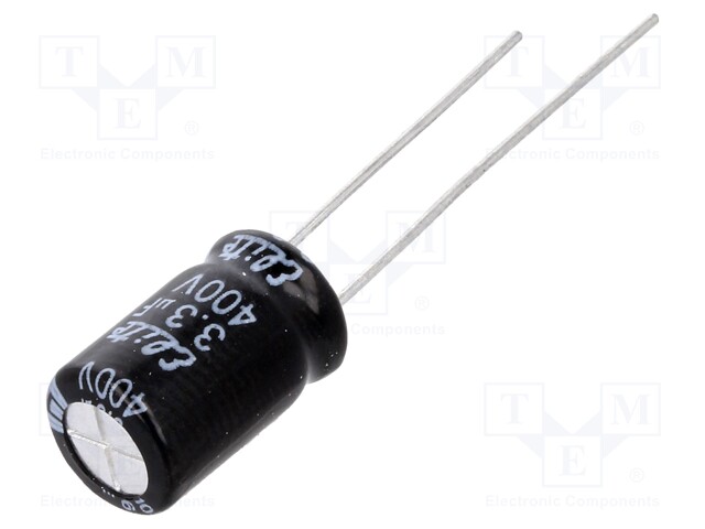 Capacitor: electrolytic; THT; 3.3uF; 400VDC; Ø8x11.5mm; ±20%; 2000h