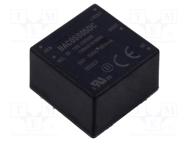 Converter: AC/DC; 5W; 85÷264VAC; Usup: 120÷370VDC; Uout: 5VDC; 76%