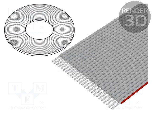 Wire: ribbon; 1.27mm; stranded; Cu; 26x28AWG; unshielded; PVC; grey