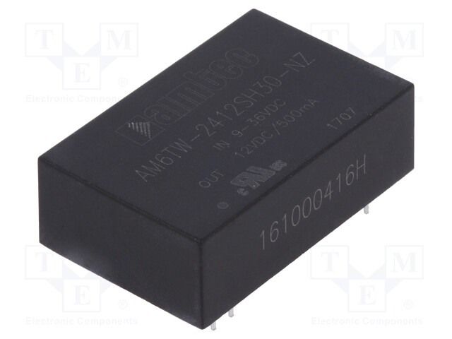 Converter: DC/DC; 6W; Uin: 9÷36V; 12VDC; Iout: 500mA; DIP24; 13g