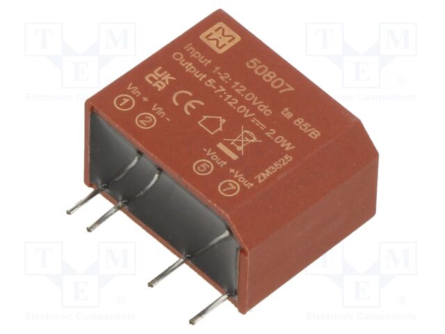 Converter: DC/DC; 2W; Uin: 10.8÷13.2VDC; Uout: 12VDC; Iout: 167mA