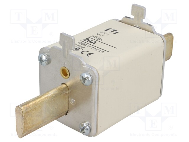 Fuse: fuse; gG; 20A; 500VAC; ceramic,industrial; NH1; WT-NH
