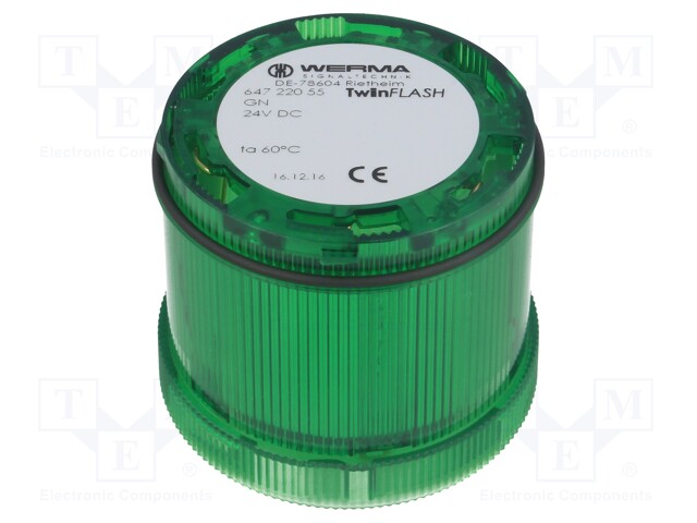 Signaller: lighting; flashing light; Colour: green; Usup: 24VDC