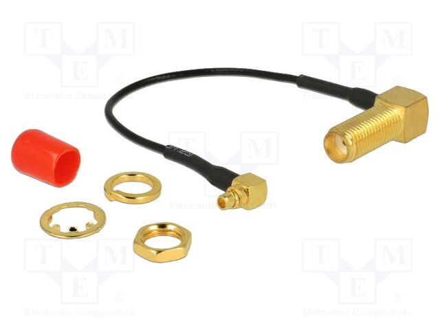 Cable; 100mm; MMCX male,SMA male; black; with protection cap