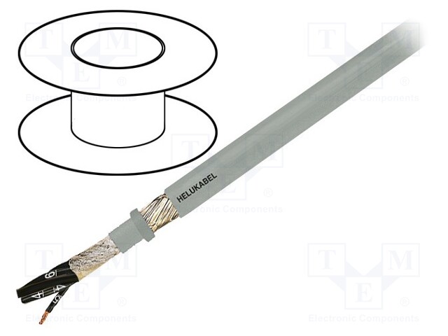 Wire; OZ-HF-CY; 2x0,75mm2; braid made of copper wires; PVC; grey