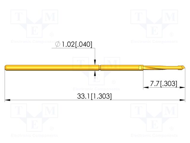 Test needle; Spring compression: 4.3mm; 6.35mm; 3A; CuBe; Ø: 0.76mm