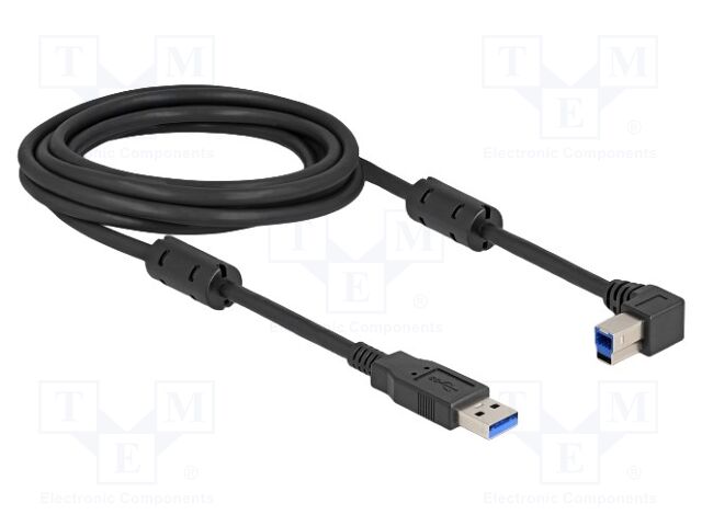 Cable; USB A plug,USB B plug 90° left/right; gold-plated; 3m