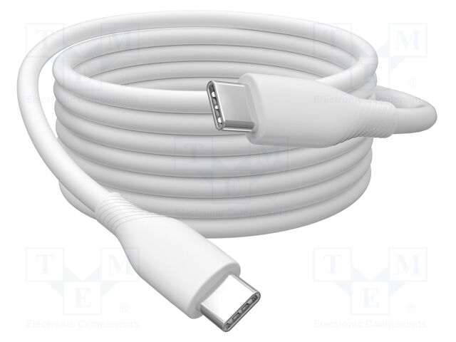 Cable; USB 2.0; USB C plug,both sides; nickel plated; 1m; white