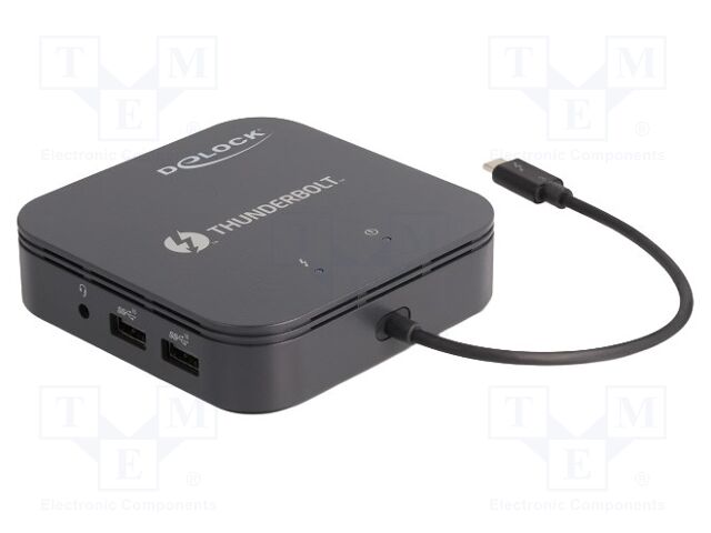 Hub USB; Thunderbolt 3; 10/100/1000Mbps; black; 0.2m; 60W