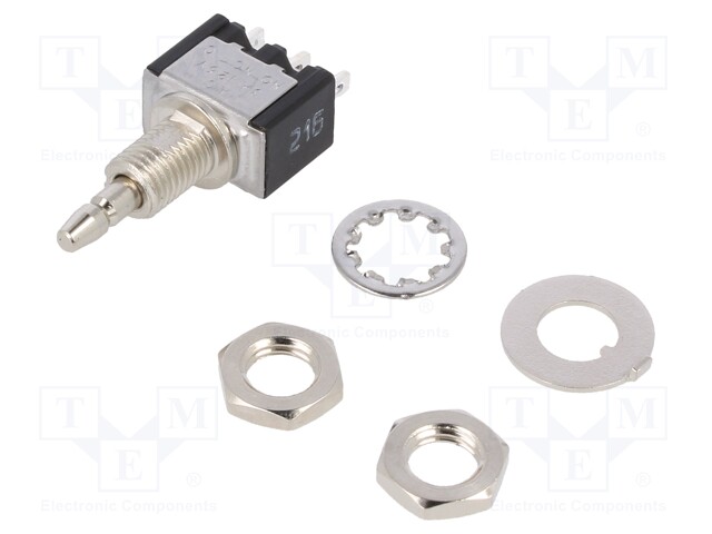 Switch: push-button; Pos: 2; SPDT; 3A/125VAC; ON-(ON); Illumin: none