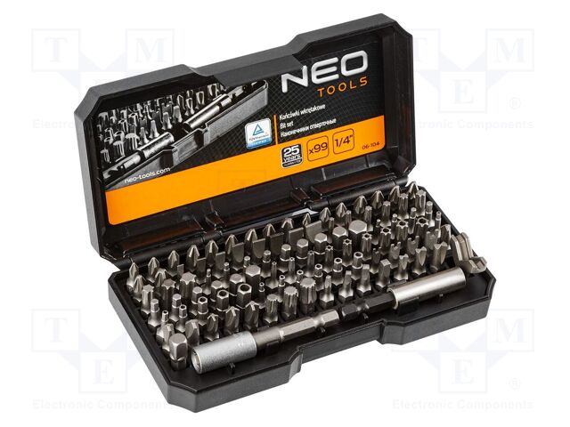 Kit: screwdriver bits; 25mm; Mounting: 1/4" (C6,3mm); bag; 99pcs.