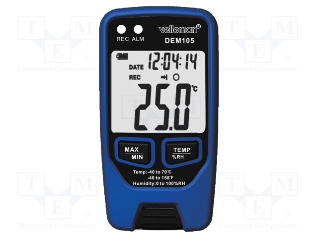 Thermo-hygrometer; LCD,with a backlit; -40÷70°C; 0÷100%RH; ±3%