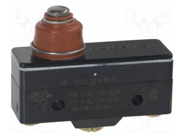 BASIC SWITCH, OT PLUNGER, SPDT, 15A, 480V
