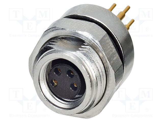 Connector: M8; female; PIN: 4; 4A; 48V; IP67; straight; unshielded