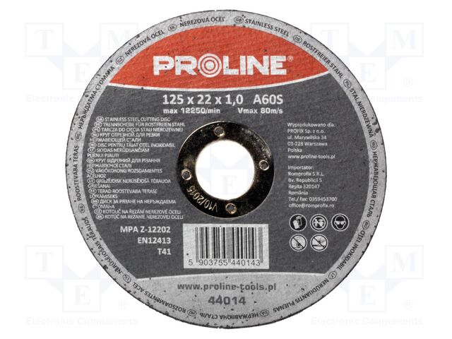 Cutting wheel; Ø: 125mm; Øhole: 22mm; Disc thick: 1mm; 10pcs.