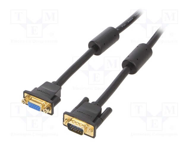 Cable; D-Sub 15pin HD socket,D-Sub 15pin HD plug; black; 2m