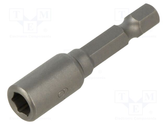 Screwdriver bit; 6-angles socket; 6mm; 1/4"; magnetic