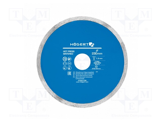 Cutting diamond wheel; Ø: 230mm; Øhole: 22.23mm; Disc thick: 1.8mm