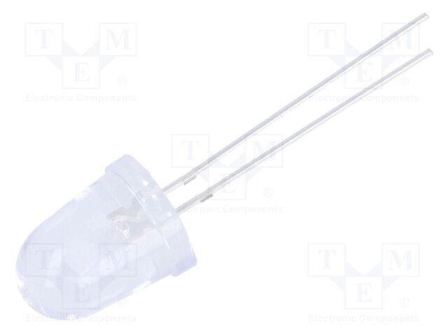 LED; 10mm; white warm; 43000÷52000mcd; 8°; Front: convex