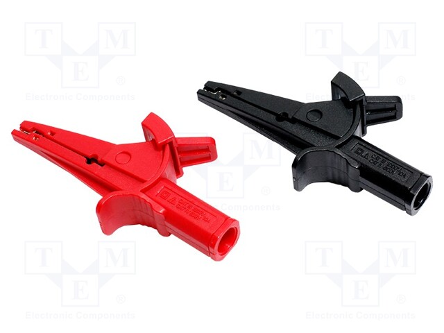 Crocodile clip; 10A; Overall len: 99mm; black,red; 2pcs.