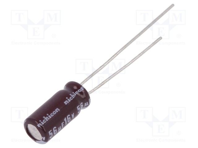 Capacitor: electrolytic; low impedance; THT; 56uF; 16VDC; Ø5x11mm