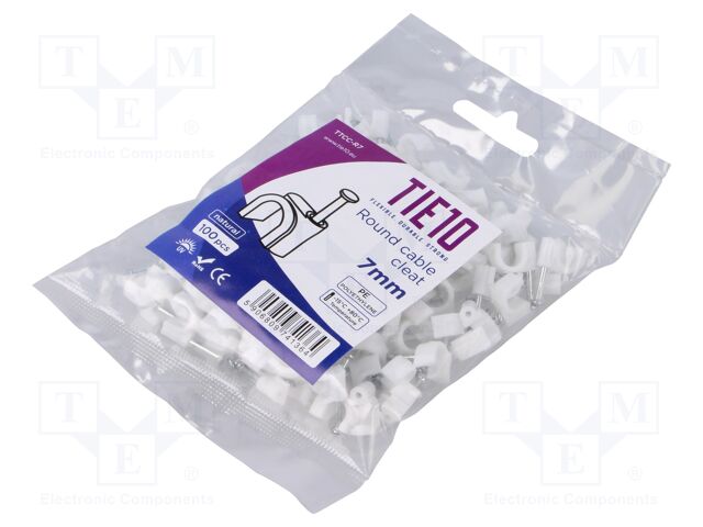 Holder; natural; on round cable; 100pcs; with a nail; 7mm