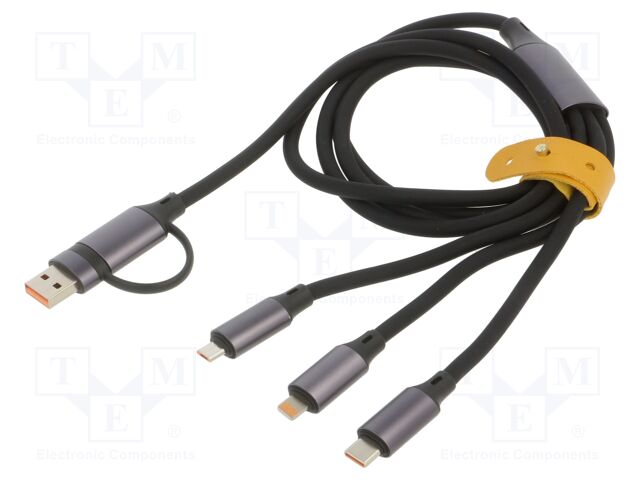 Cable; USB 2.0; 1.5m; black; silicone; Cablexpert; 2.1A