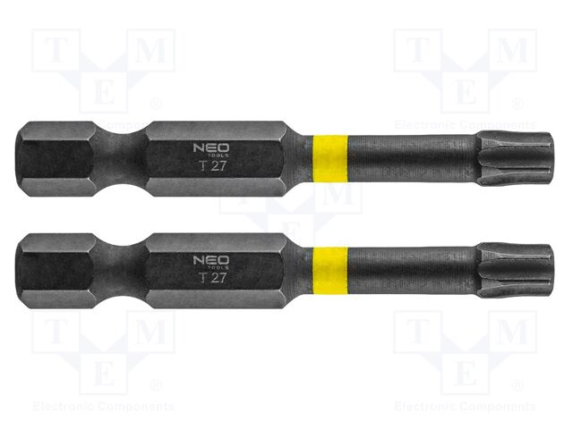 Kit: screwdriver bits; Torx®; 50mm; TX27; impact; 2pcs.