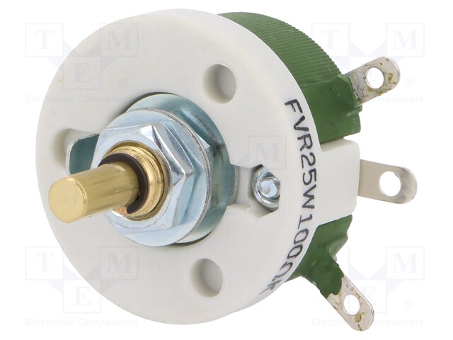 Potentiometer: shaft; single turn; 100Ω; 25W; ±10%; 6mm; wirewound