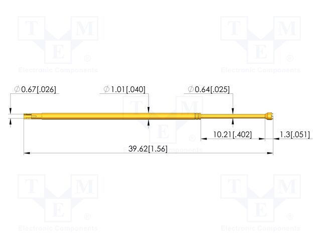 Test needle; Spring compression: 8mm; 10mm; 4A; CuBe; gold-plated