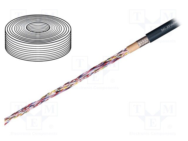 Wire: control cable; chainflex® CF2; 18x0,25mm2; grey; stranded