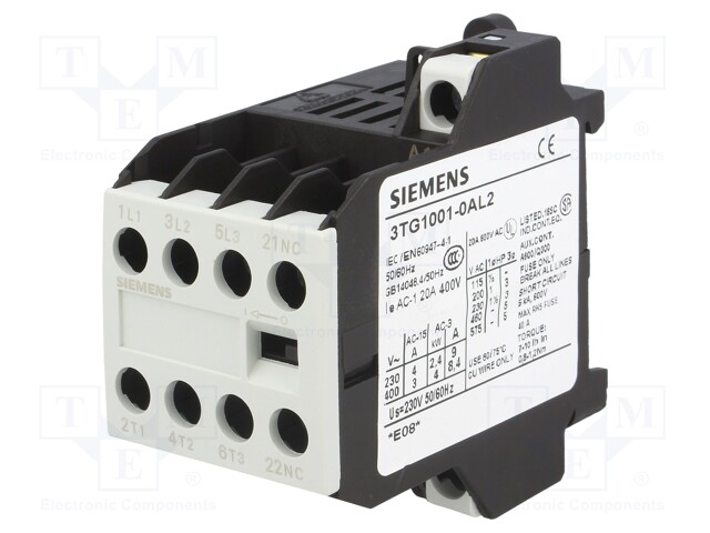 Contactor: 4-pole; NC + NO x3; 230VAC; 8.4A; DIN,on panel; 3TG10
