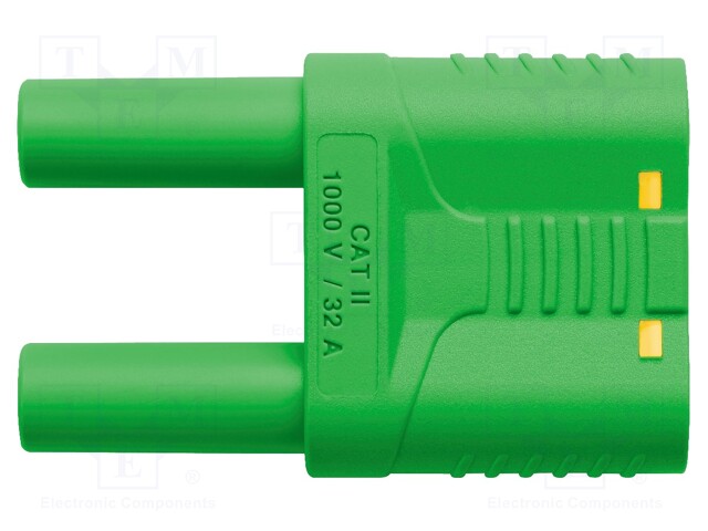 Stackable safety shunt; banana 4mm socket,banana 4mm plug x2