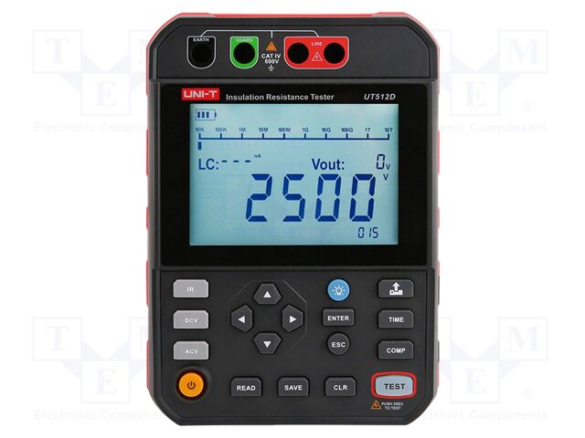 Meter: insulation resistance; LCD; VAC: 30÷750V; VDC: 30÷1000V